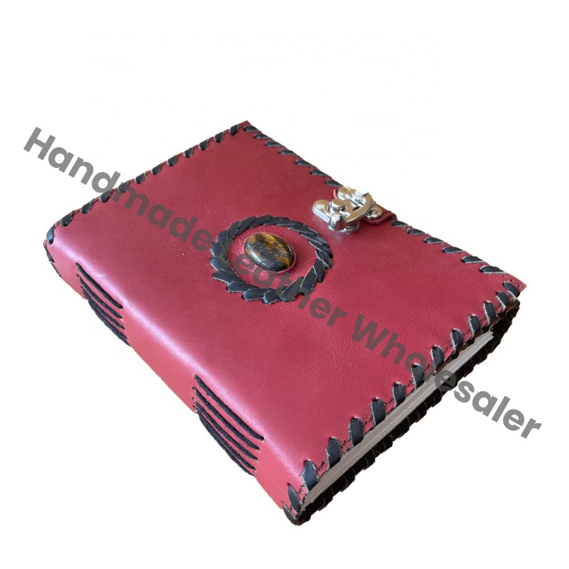Leather Spiral Bound Journal Writing Notebook Red Color Handmade Daily Use Unlined Cotton Paper Gift for Men Women