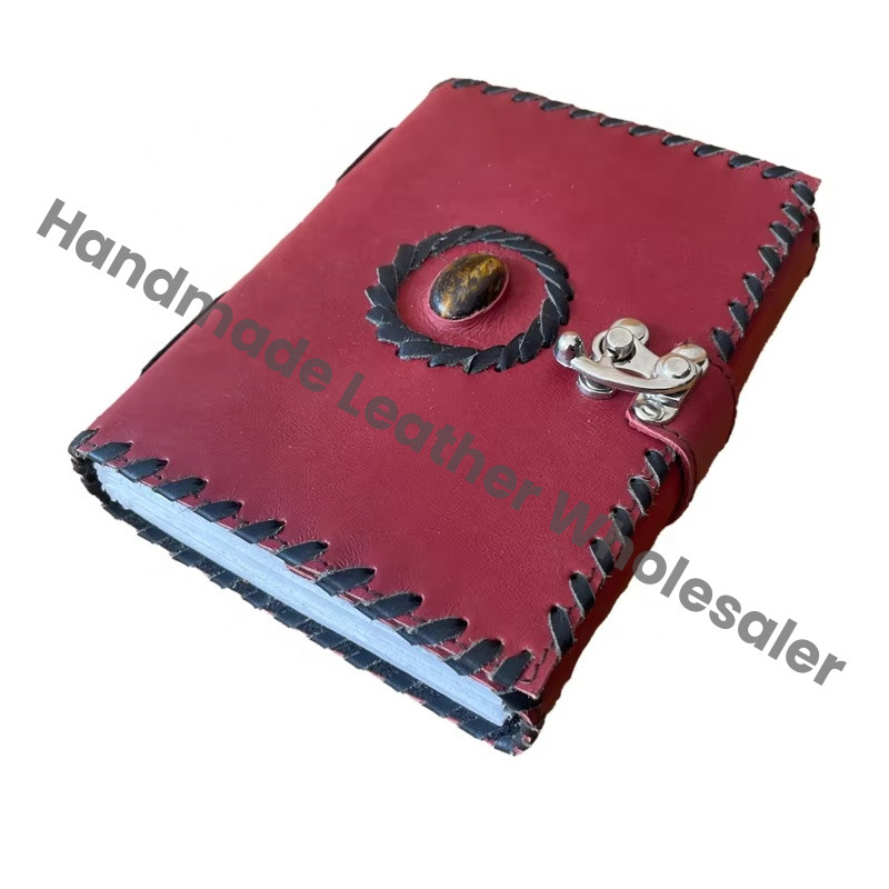 Leather Spiral Bound Journal Writing Notebook Red Color Handmade Daily Use Unlined Cotton Paper Gift for Men Women
