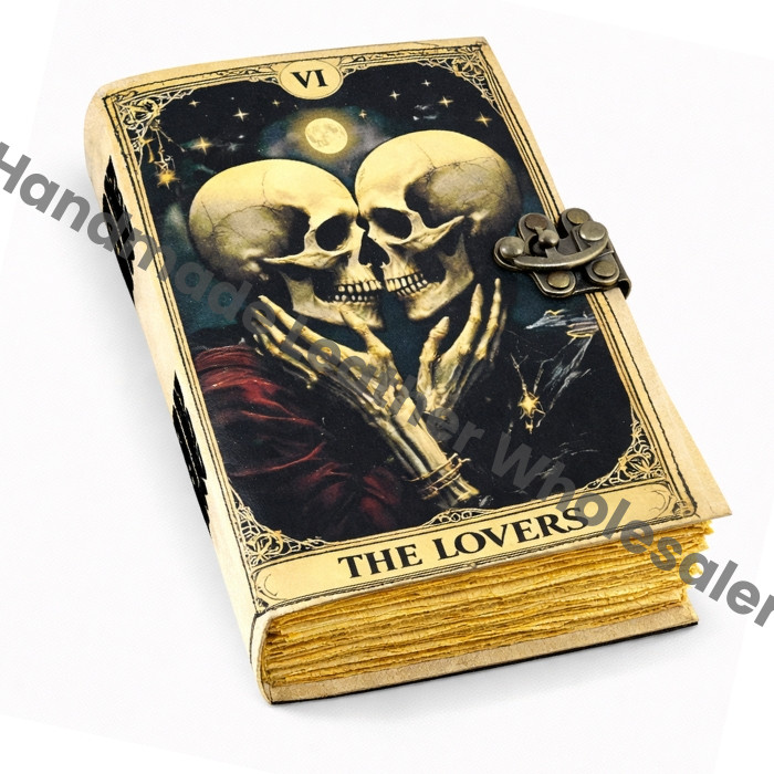 Love Overthinker Grimoire Leather Journal -Gothic Tarot Notebook -Blank Spell Book of shadows Handmade Sketchbook | Witchy Journal