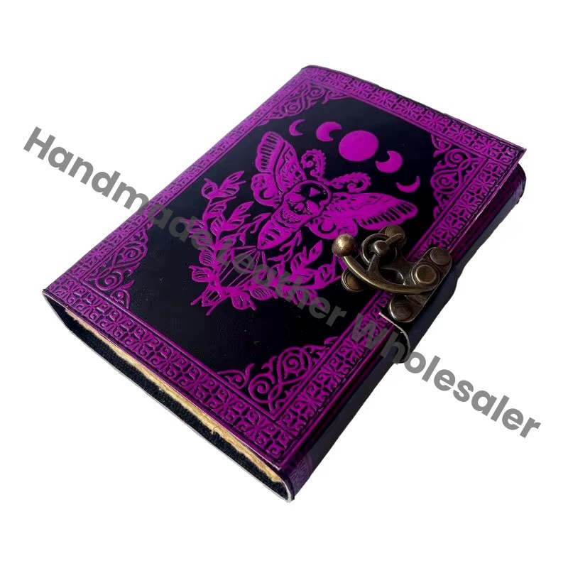 Luna Moth Handmade Sun Moon Leather Journal Vintage Daily Notepad Travel Sketchbook for Writing Drawing Note Taking Stylish Gift
