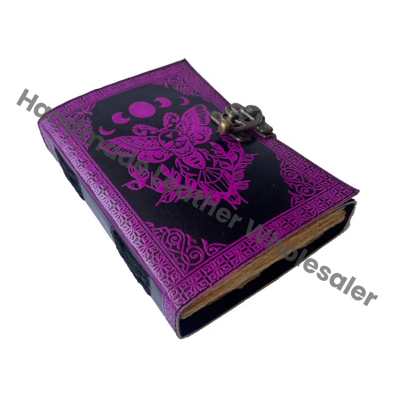 Luna Moth Handmade Sun Moon Leather Journal Vintage Daily Notepad Travel Sketchbook for Writing Drawing Note Taking Stylish Gift