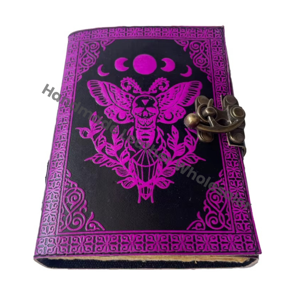 Luna Moth Handmade Sun Moon Leather Journal Vintage Daily Notepad Travel Sketchbook for Writing Drawing Note Taking Stylish Gift