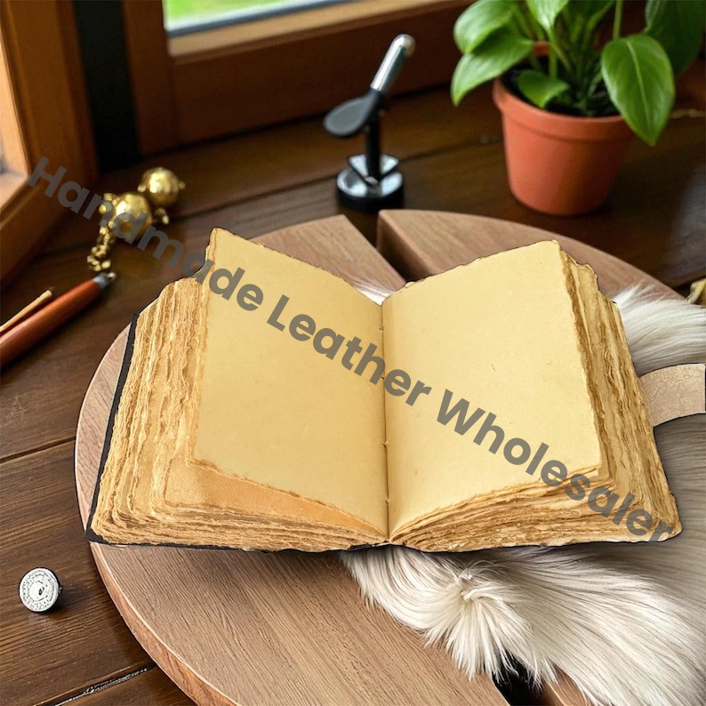 Luna Moth Leather Grimoire – Blank Book of Shadows, Witchcraft Supplies, Morpho Butterfly & Moth Decor, Wiccan Pagan Journal Gift