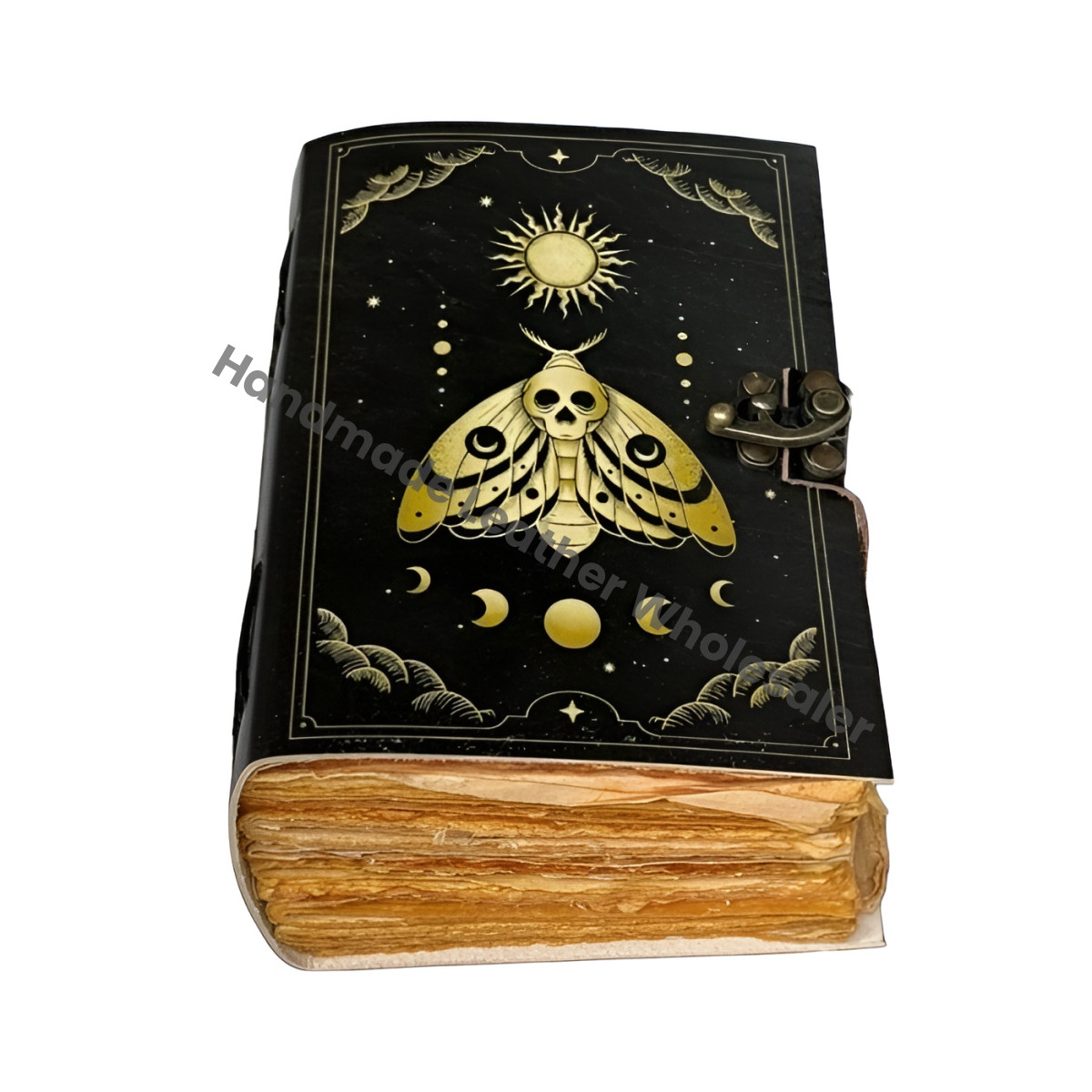 Luna Moth Leather Grimoire: Vintage Spell Book of Shadows
