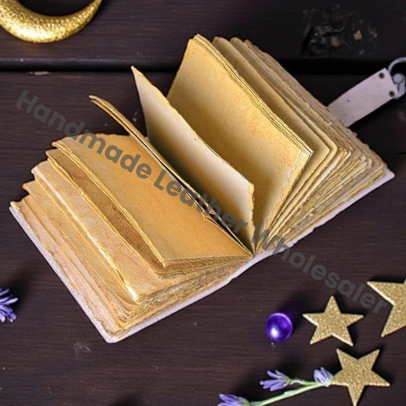 Luna Moth Leather Grimoire – Witchcraft Book of Shadows, 400 Pages Vintage Spellbook, Wiccan Pagan Gothic Journal, Witchy Magic Diary Gift