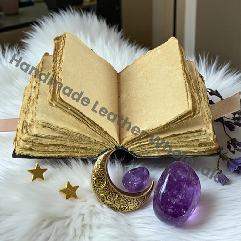 Luna Moth Leather Journal – Blank Book of Shadows, Spell Book, Witchcraft Grimoire, Wiccan Pagan Gothic Witchy Magic Gift