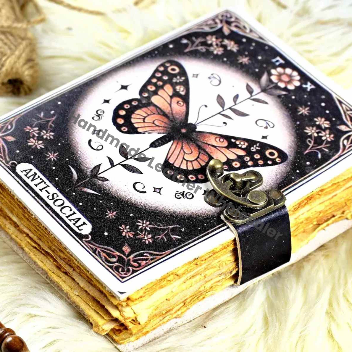 Luna Moth Leather Journal: Blank Book of Shadows, Vintage Lock