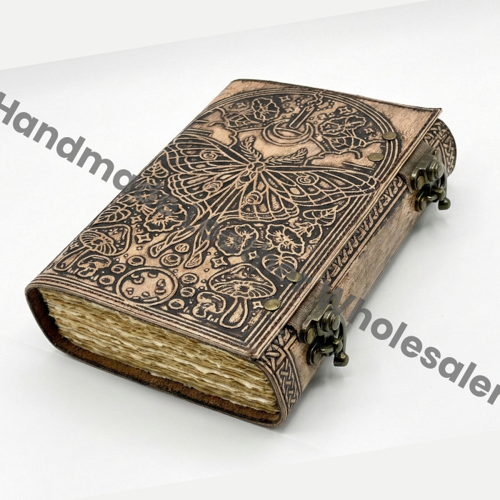 Luna Moth Leather Journal: Blank Book of Shadows, Witchcraft Spellbook