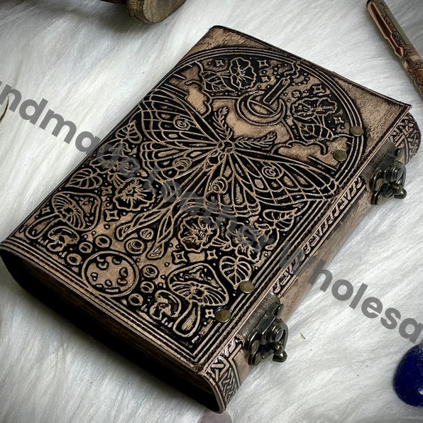 Luna Moth Leather Journal: Blank Book of Shadows, Witchcraft Spellbook