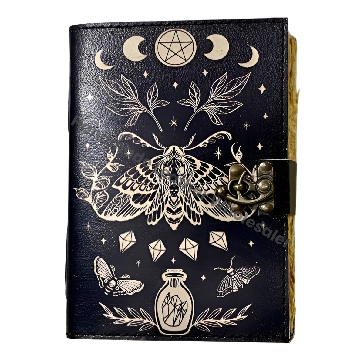 Luna Moth Leather Journal: Blank Spell Book of Shadows, Witchcraft Supplies