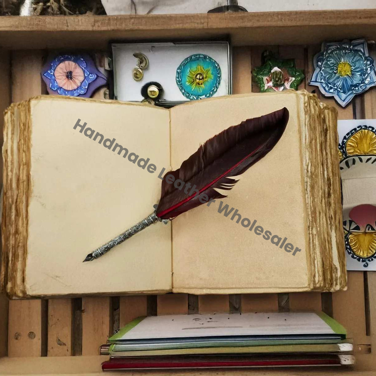 Luna Moth Leather Journal, Vintage Writing Grimoire, Book of Shadows