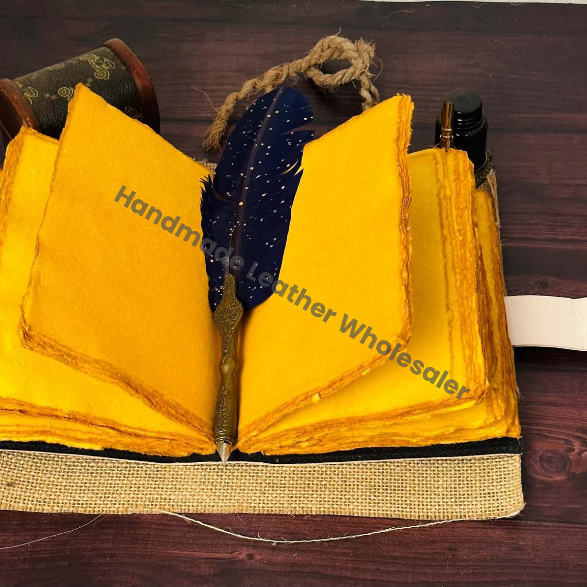 Luna Moth Leather Journal with Lock, Butterfly Print Spell Book