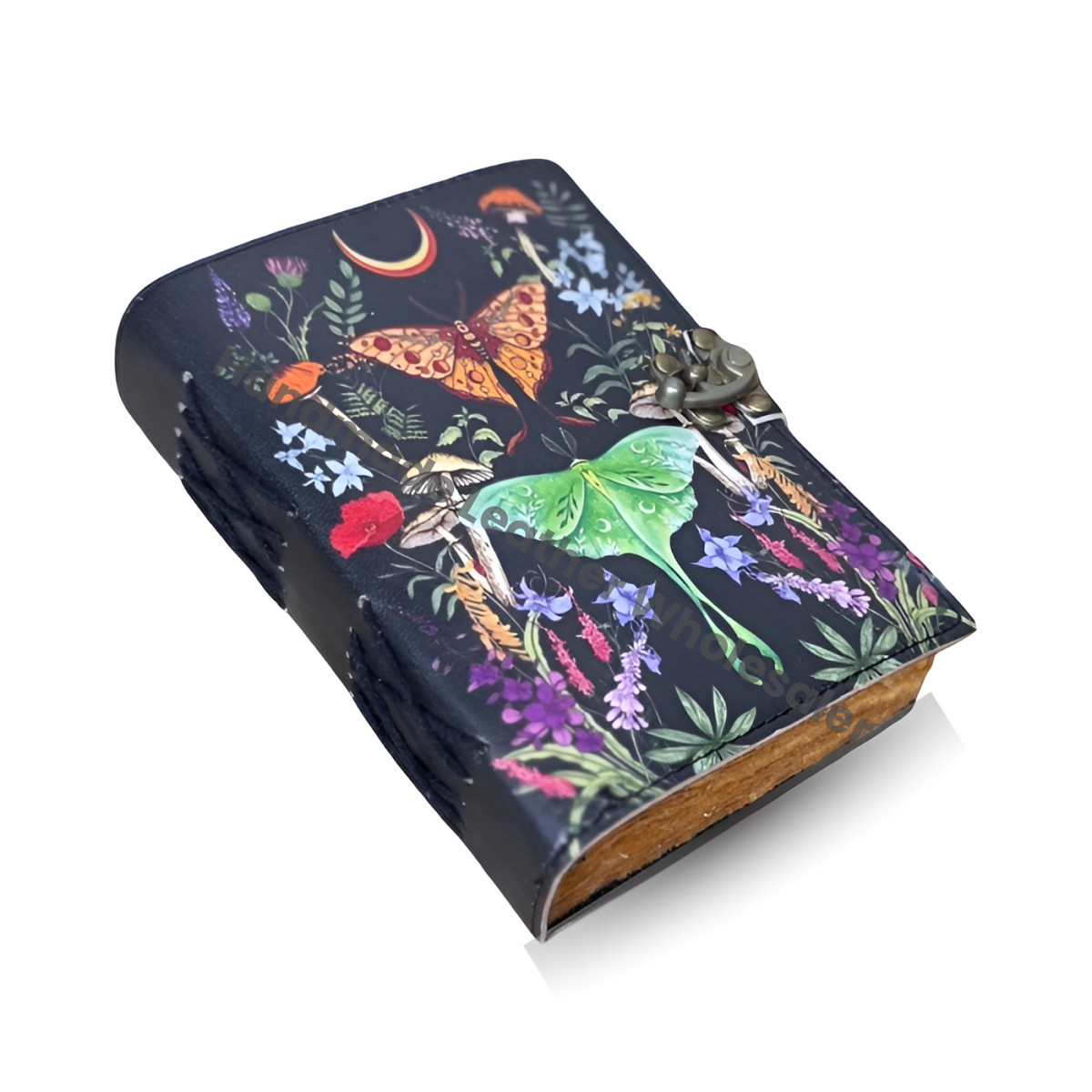 Luna Moth Leather Spell Book: Vintage Butterfly Print Journal