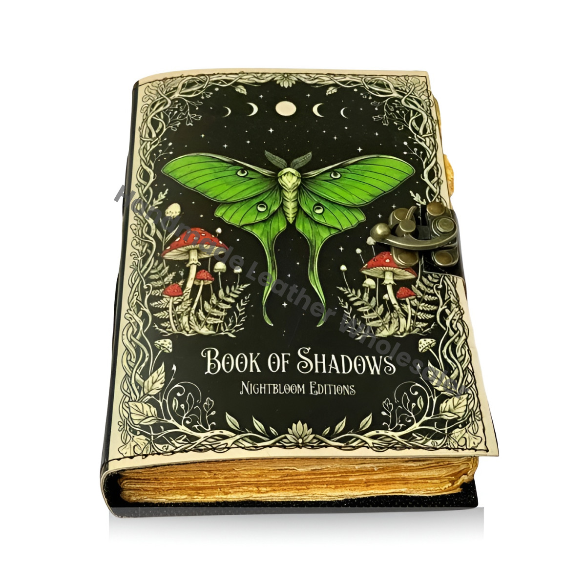 Luna Moth Leather Vintage Moon Forest Grimoire Handmade Book of Shadows