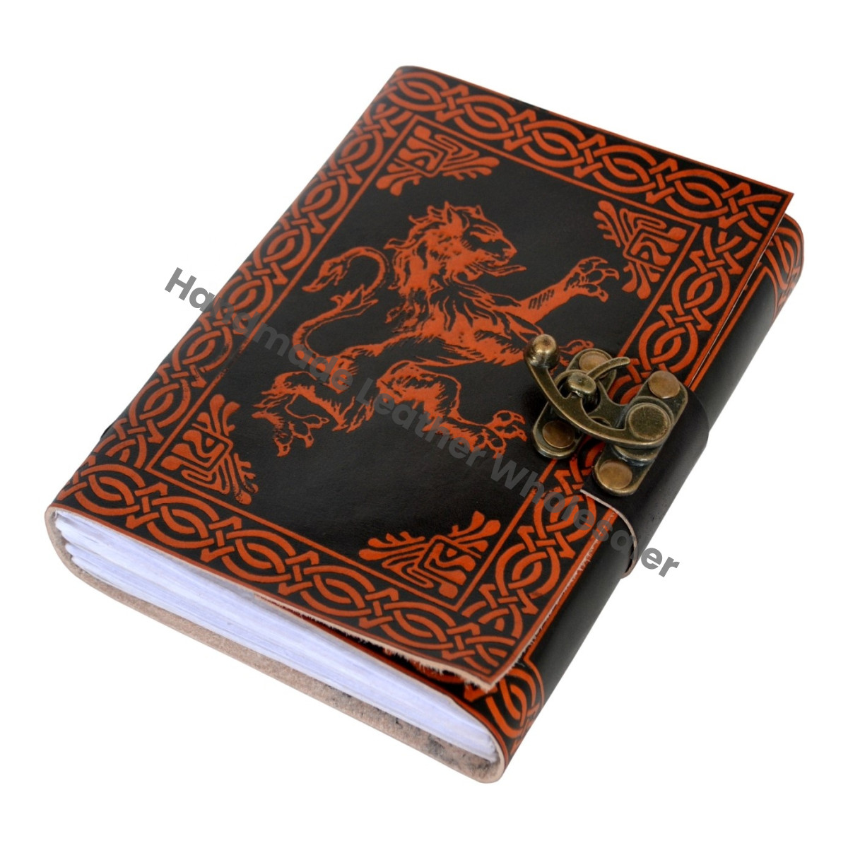 Luxury Handmade Genuine Leather Lion Celtic Journal | Vintage Non Refillable Writing Notebook | Personalized Leather Diary Gift