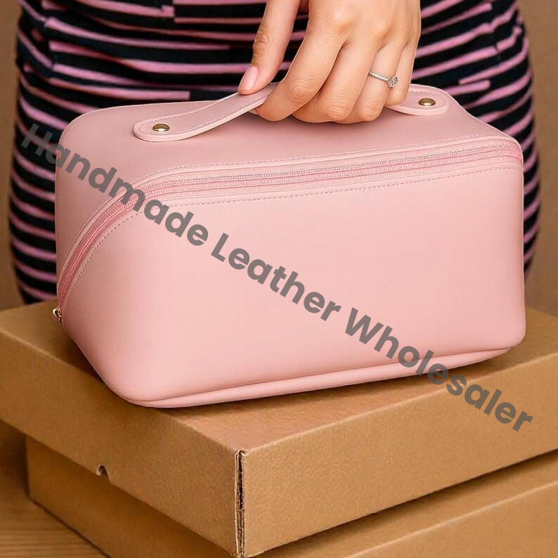 Luxury Pink Toiletry Bag for Women | Large Travel Cosmetic Organizer | Waterproof Makeup Bag | Elegant Toiletry Case for Travel & Gift..