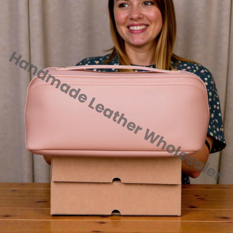 Luxury Pink Toiletry Bag for Women | Large Travel Cosmetic Organizer | Waterproof Makeup Bag | Elegant Toiletry Case for Travel & Gift..