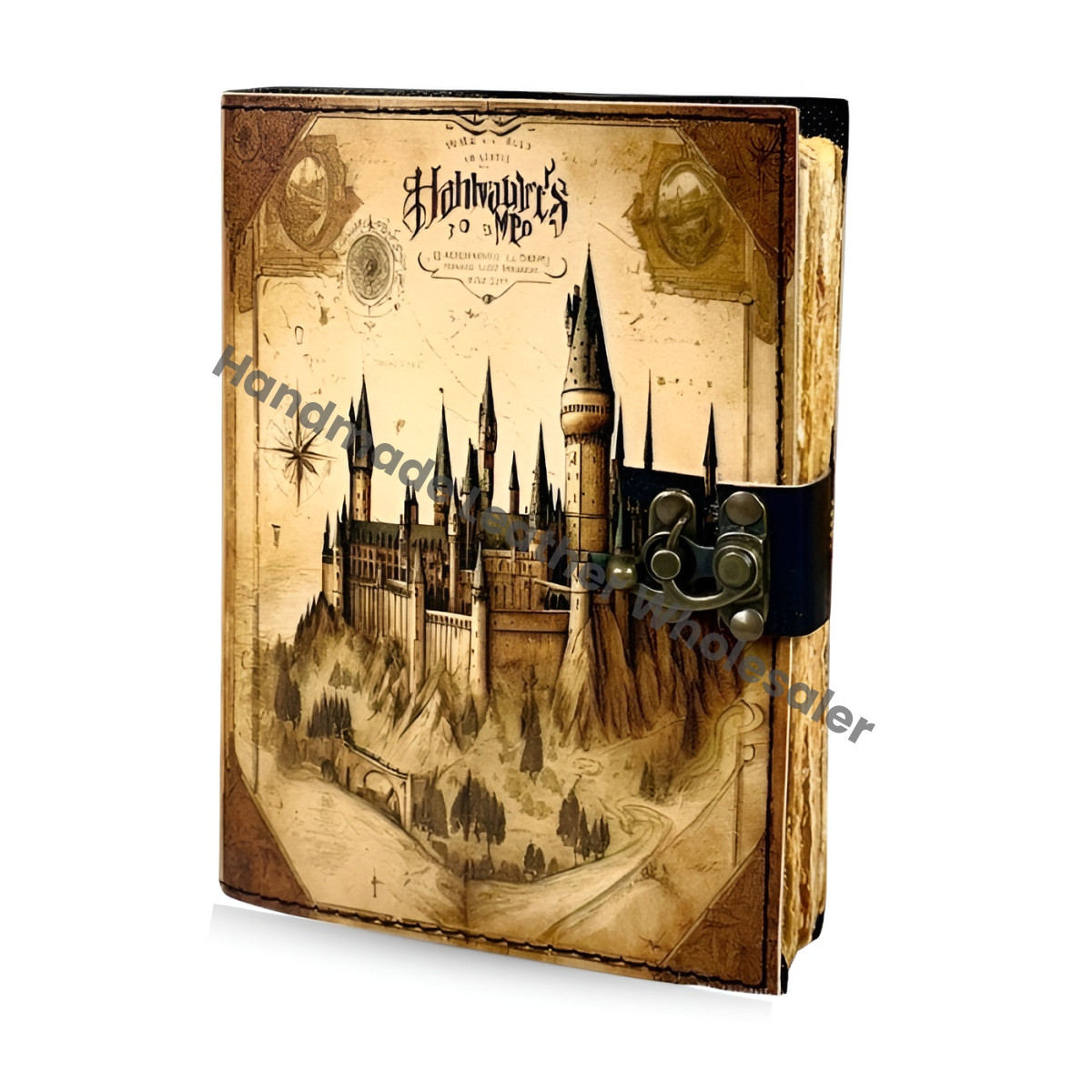 Magic Castle Leather Journal | Vintage Wizard School Diary | Handmade Grimoire Notebook | Antique Spellbook Gift for Fantasy Lovers"