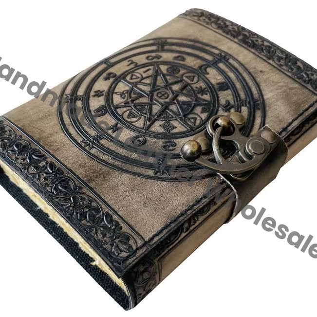 Magic of Spell Wiccan Sketchbook Deckle Old Pages Leather Journal Pentagram Women Vintage Book of Shadows Celtic Blank Planner