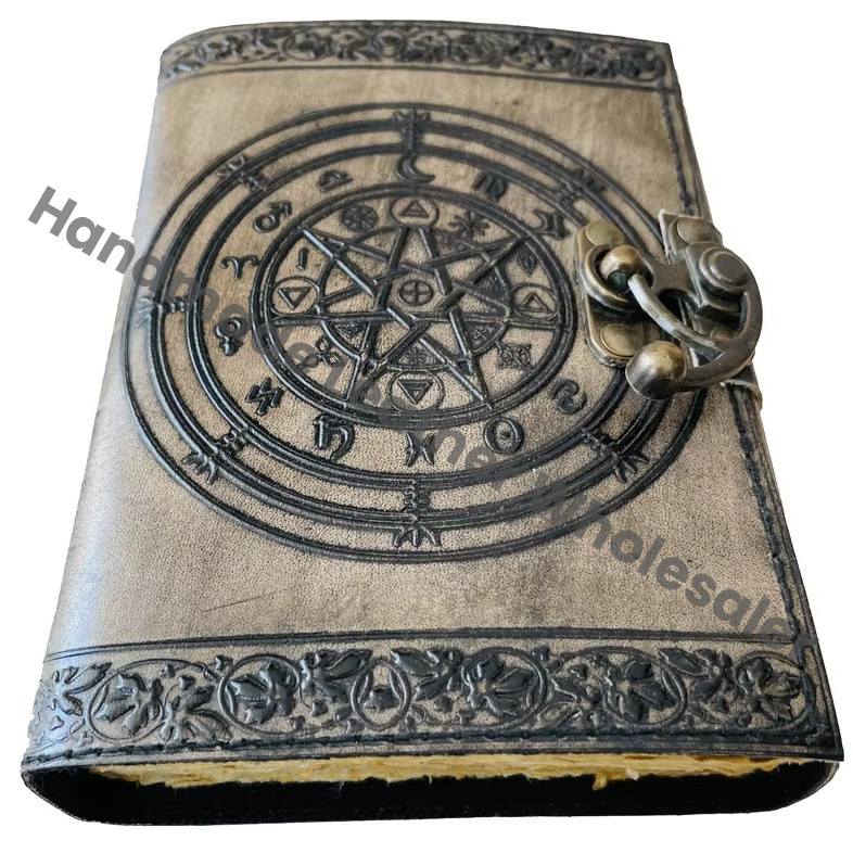 Magic of Spell Wiccan Sketchbook Deckle Old Pages Leather Journal Pentagram Women Vintage Book of Shadows Celtic Blank Planner