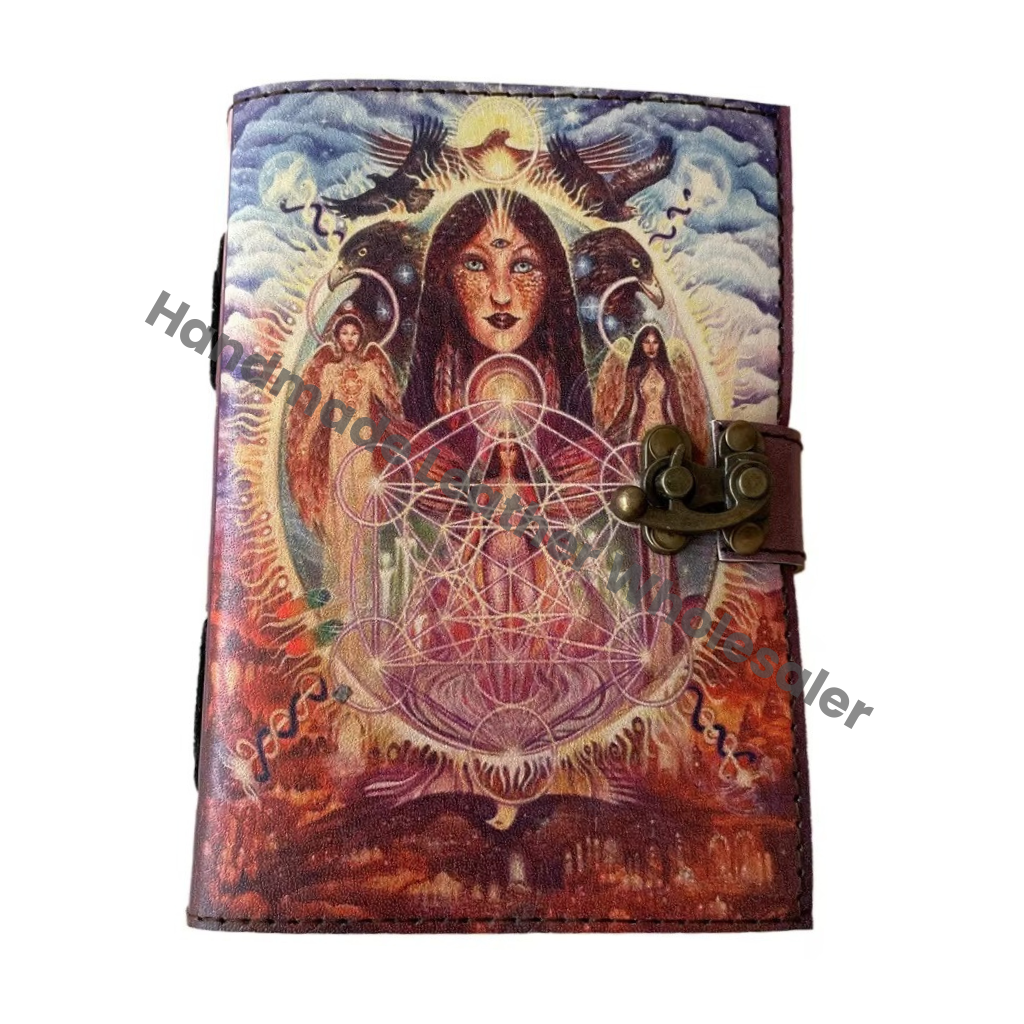 Magical Women Eagle Vintage Notebook Sketchbook Handmade Hard Leather Cover Eco-friendly Paper Printed Journal Retro