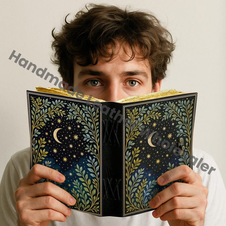 Moon Leather Grimoire: Witchcraft Book of Shadows, Gothic Journal