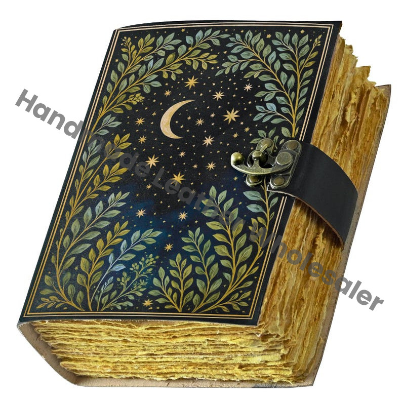 Moon Leather Grimoire: Witchcraft Book of Shadows, Gothic Journal