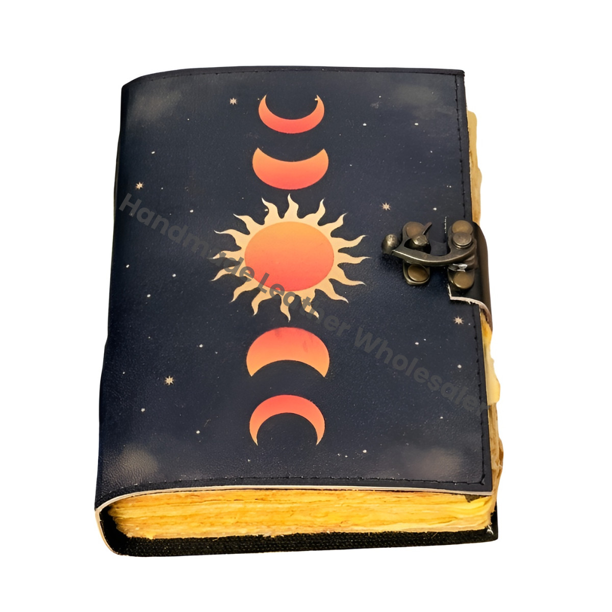 Moon Phase Leather Grimoire, Sun and Moon Journal, Spell Book