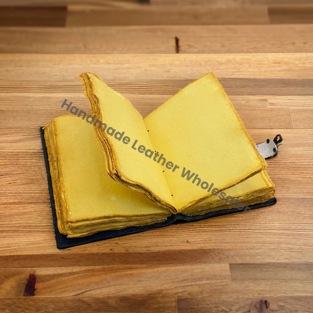 Moon Phase Leather Journal: Handmade Deckle Edge Paper Book of Shadows