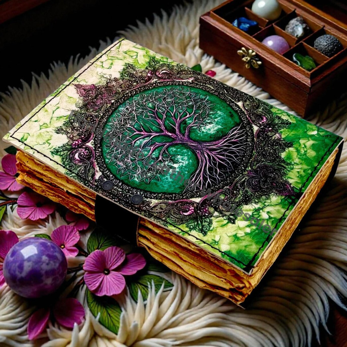 Moon Tree Leather Vintage Moon Forest Grimoire Handmade Book of Shadows, Spell book Wiccan Pagan Gothic Magic Diary