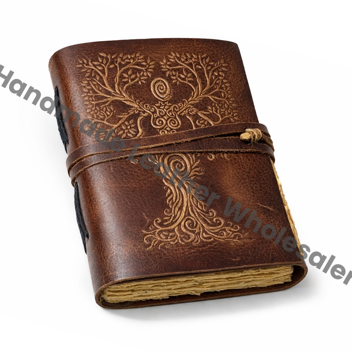 Mother Earth Leather Journal: Handmade Spell Book with Deckle Edge Paper
