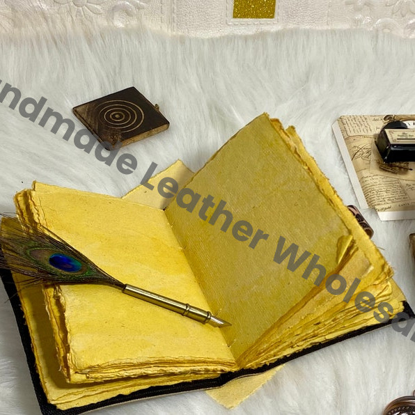 Mother Earth Leather Journal: Handmade Spell Book with Deckle Edge Paper