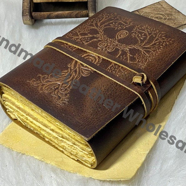 Mother Earth Leather Journal: Handmade Spell Book with Deckle Edge Paper