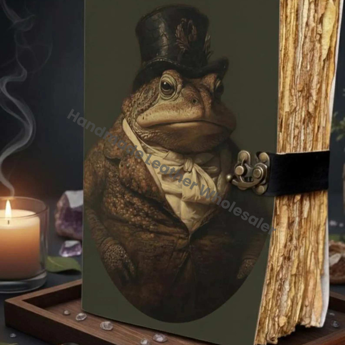 Mr. Toad's Grand Adventure | Vintage Style Victorian Animal Leather Journal, Handmade Notebook for Writer's