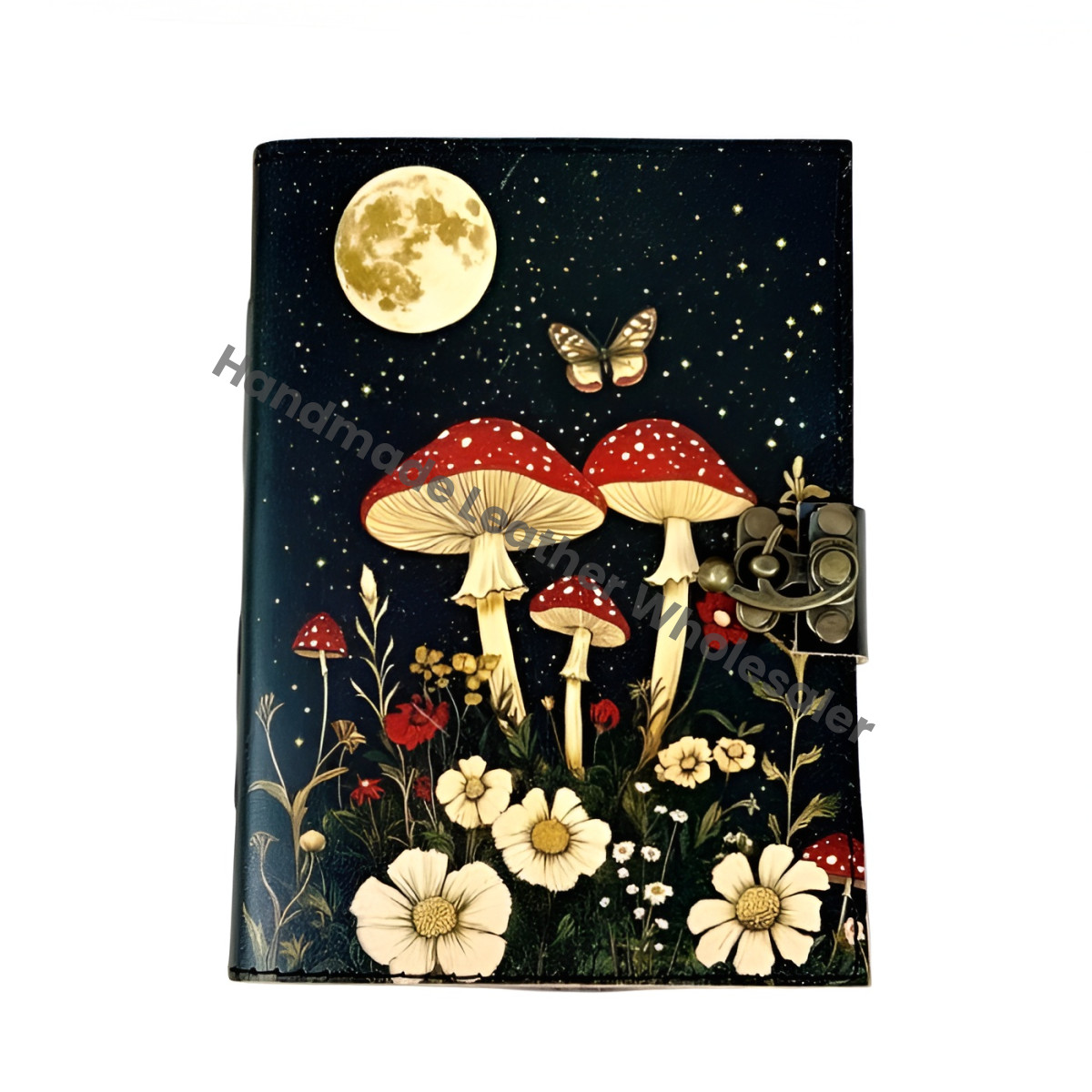Mushroom Leather Vintage Moon Forest Grimoire Handmade Book of Shadows, Spell book Wiccan Pagan Gothic Magic Diary