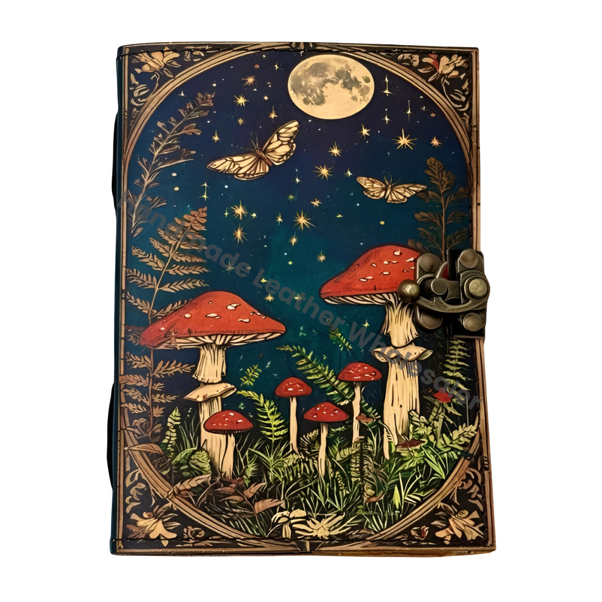 Mushroom Leather Vintage Moon Forest Grimoire Handmade Book of Shadows