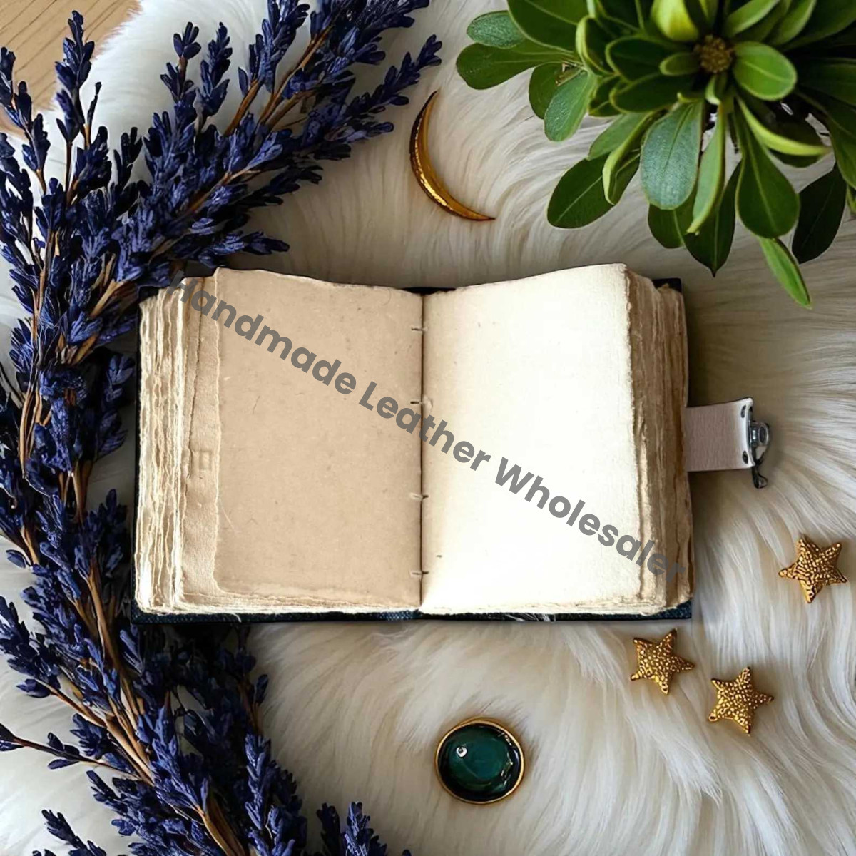 Mushroom & Moth Leather Grimoire Book of Shadows – Handmade Witchcraft Spellbook | Celestial Wiccan Pagan Gothic Occult Diary Gift
