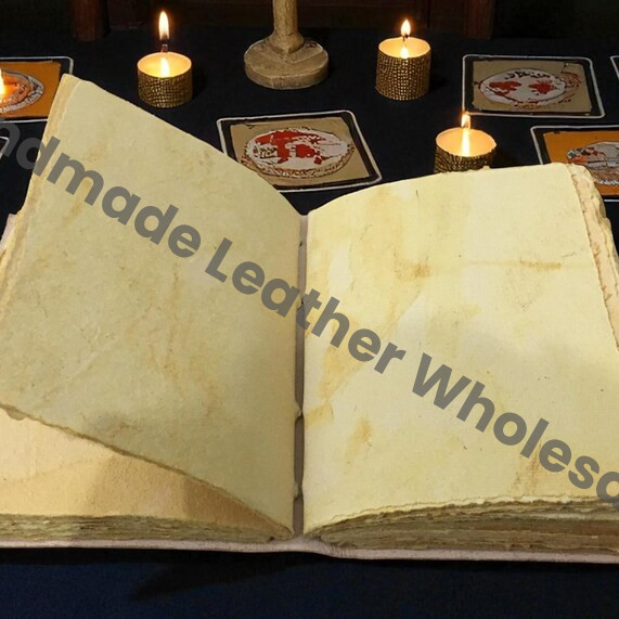 Mystical Black Cat Witch Leather Journal – Vintage Deckle Edge Paper, Locking Spell Book of Shadows, Halloween Gift for Witches.