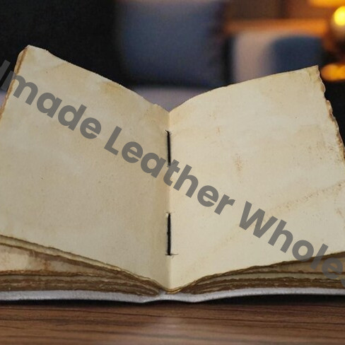 Mystical Luna Moth Leather Journal with Triple Moon Phase and Floral Design • Handmade Witchy Notebook with Lock • Book of Shadows.