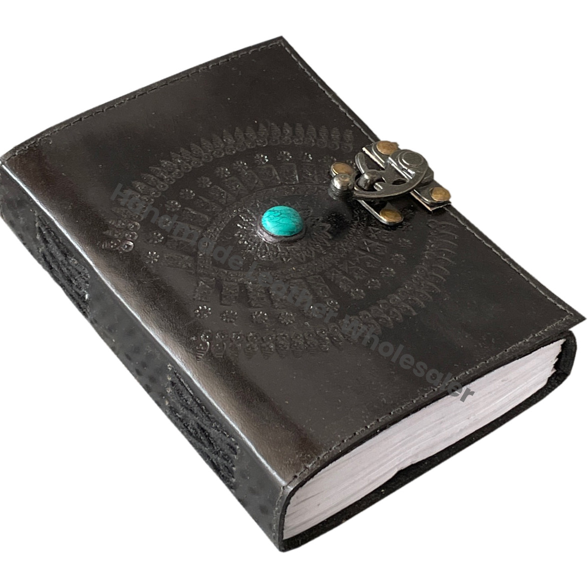 Natural Handicraft Chakra Medieval Stone Embossed Handmade Leather A4 Journal Notebook Office Diary College Poetry