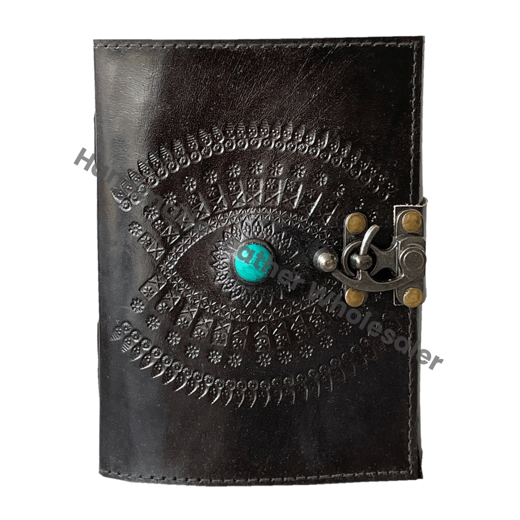 Natural Handicraft Chakra Medieval Stone Embossed Handmade Leather A4 Journal Notebook Office Diary College Poetry