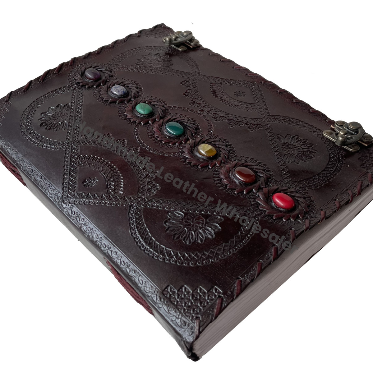 New Brown Leather Thread Sewing Spiral Binding Handmade Embossed Hard Cover Journal Notebook Office Diary College Poetry Gift