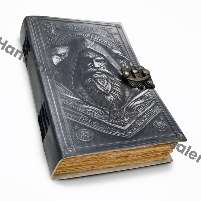 Odin Leather Grimoire – Gothic Raven Spell Book, Deckle Edge Journal