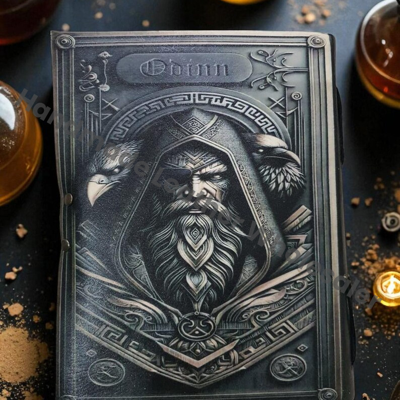 Odin Leather Grimoire – Gothic Raven Spell Book, Deckle Edge Journal