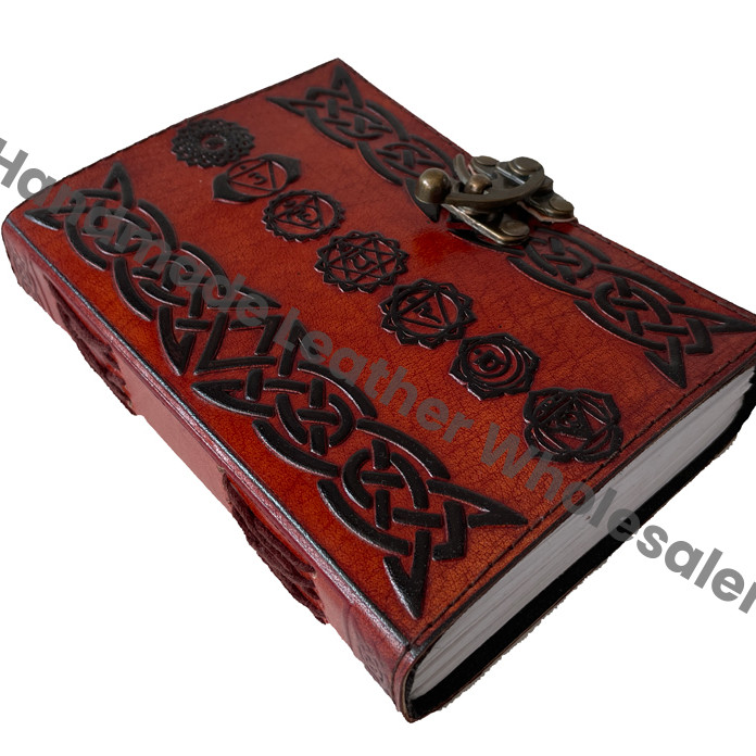 Orange Black Leather Cover Composition Notebook Recyclable Handmade Cotton Paper Custom Logo Option Yoga Meditation Journal