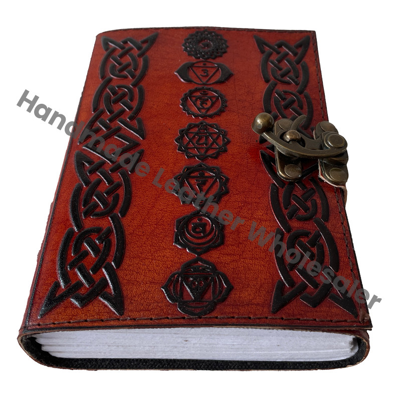 Orange Black Leather Cover Composition Notebook Recyclable Handmade Cotton Paper Custom Logo Option Yoga Meditation Journal