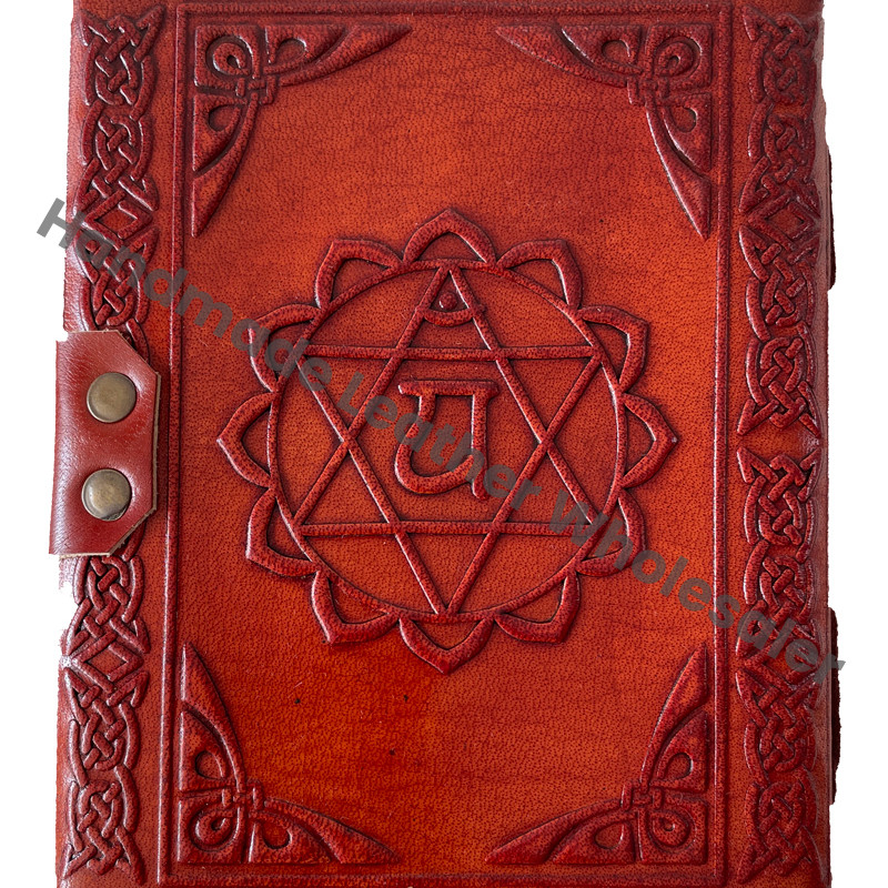 Orange Black Leather Cover Composition Notebook Recyclable Handmade Cotton Paper Custom Logo Option Yoga Meditation Journal