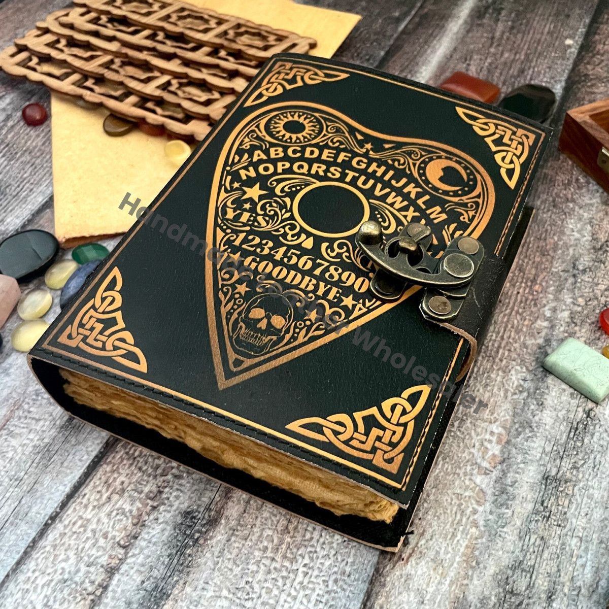 Ouija Board Leather Journal: Witchcraft Book of Shadows, Pagan Grimoire