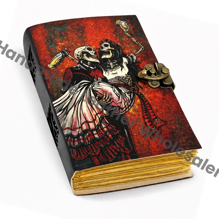 Overthinker Grimoire Leather Journal -Gothic Tarot Notebook -Blank Spell Book of shadows Handmade Sketchbook | Witchy Journal