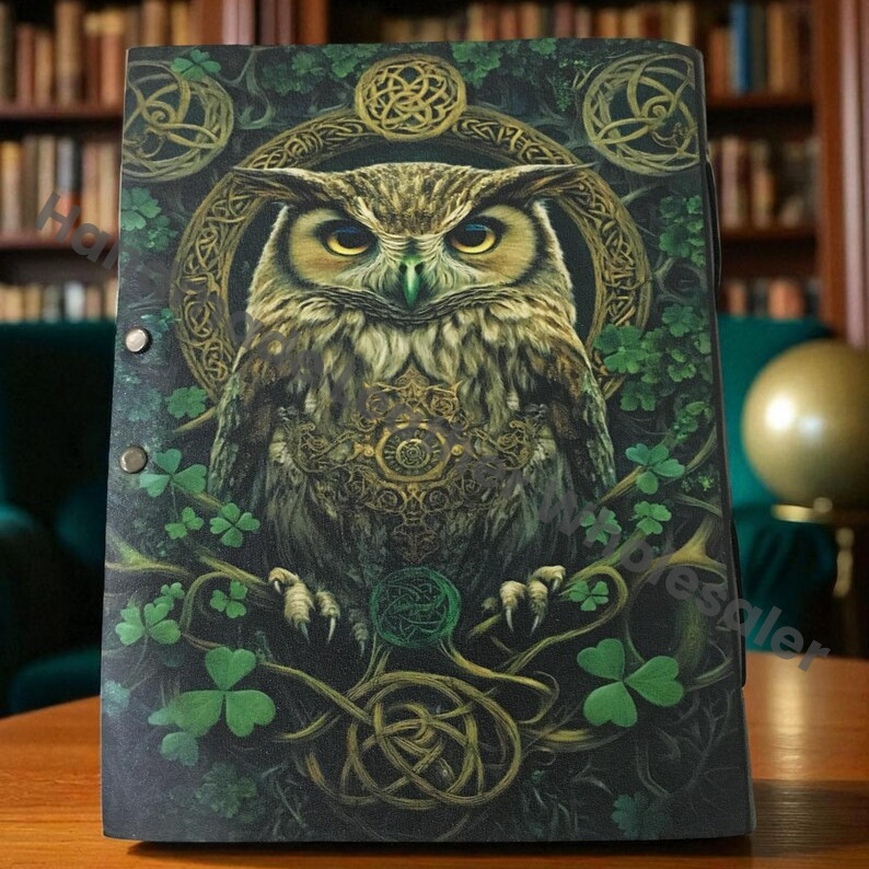 Owl Leather Book of Shadows | Celtic Grimoire | Vintage Handmade Journal | Pagan Spellbook | Old Paper Writing Notebook.